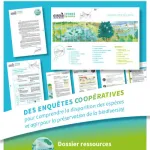 Affiche du dossier pédagogique ‘Porté Disparu – Agrion à fer de lance’ édité par l’OCCE. Elle présente une enquête coopérative autour de cette espèce menacée, avec un aperçu des ressources pédagogiques, une frise des menaces environnementales et un visuel du paysage étudié.