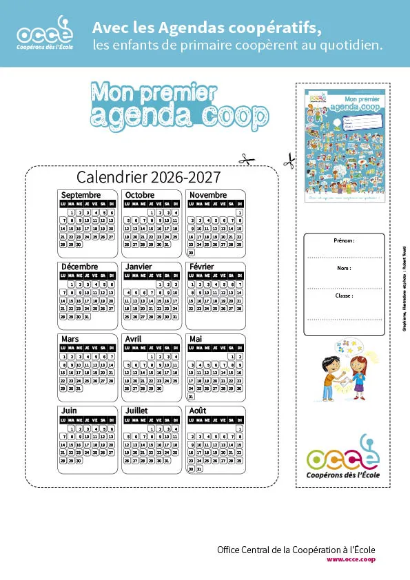 calendrier 2026-2027 Mon premier agenda coop